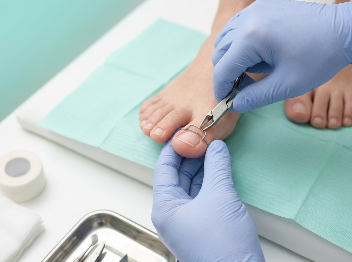 Podologische Behandlung mit sterilisierten Instrumenten und Nagelspange – Podomedica Sissach